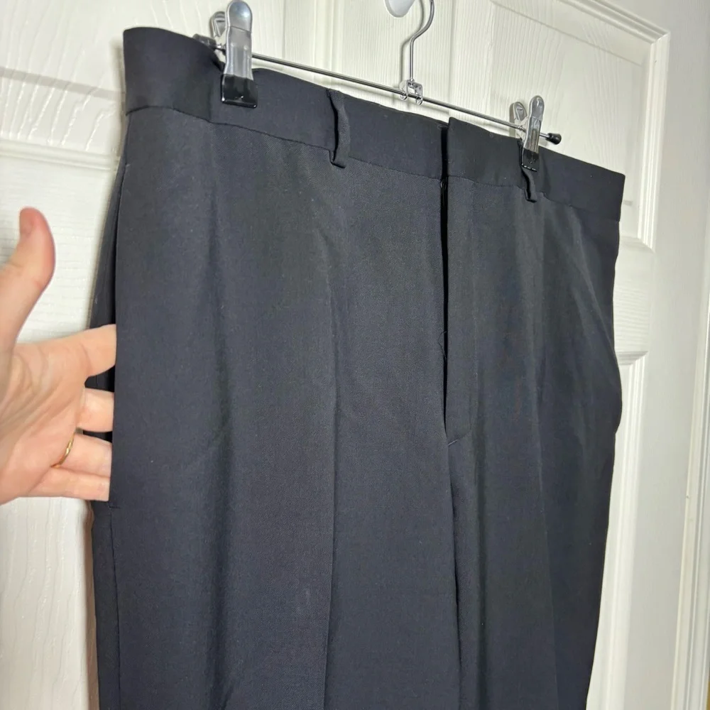 Banana Republic Pants Mens 35x30 Black 100% Wool Dress Slacks Cerruti Straight